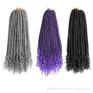 Wholesale Silver Gray Synthetic Braiding Hair Extensions Dreadlocks  Brown Red Soft Straight Faux Locs Crochet Braids Hair